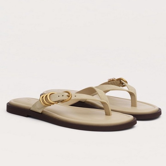 NIB Rag & Bone Gia Suede Flip Flops in Macadamia Suede - Picture 1 of 11